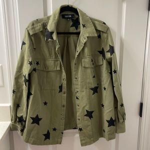 Like New Fab’rik Green Utility Shirt with Black Stars